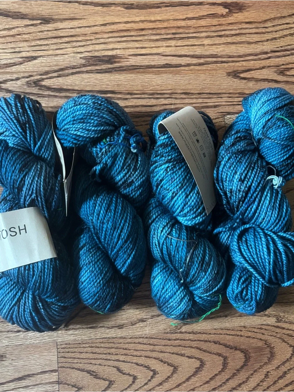 Madelinetosh Yarn Lot of 4 Farm Twist DK 100% Merino Wool Teal Blue Speckle NWT